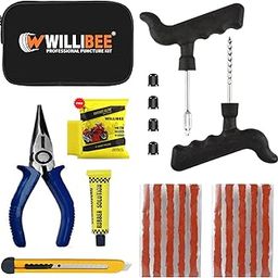WILLIBEE 8-in-1 Tubeless Tyre Puncture Repair Kit for Car, Bike, Scooter & SUV - Universal Emergency Tyre Fix Tool Set, Flat Tire Puncher Repair Kit (with Storage Bag).-26