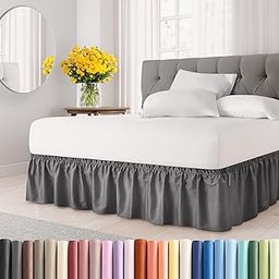 Ruffled Dark Grey Twin Bed Skirt – Hotel-Quality Ruffles for Twin Beds with 12 in. Drop – Elastic Wrap Around Dust Ruffle Twin Bedskirt for Easy Fitting with Brushed Fabric by CGK Unlimited-17
