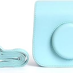 PU Leather Protective Camera Case Pouch Compatible with Fuji-Film Instant Insta-x Mini SE Instant Camera Carrying Bag with Adjustable Shoulder Strap- Blue-22