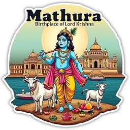 Naxon Mathura City Theme Souvenir Wooden Refrigerator Stylish Fridge Magnet - Fridge Decoration Magnet for Kitchen & Home Decor | Perfect Souvenir Gift | Size 3x3 Inches | Pack of 1-image-36
