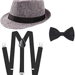 Black Suspender and Bow Tie Set with Grey Hat for Men (Free size)-image-12