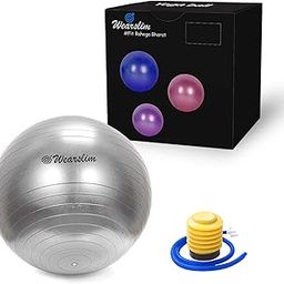 Wearslim® Professional PVC Extra Thick Anti-Slip Yoga Exercise Ball, Heavy Duty Gym Ball for Balance, Stretching, Core Fitness, Pregnancy and Physical Therapy[Air Pump Included] - 85cm Silver-image-24