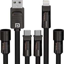 Portronics Konnect Tetra 60W 4 in 1 Multi Functional Fast Charging PD Cable with 1.4M Length, 480Mbps Data Sync, Compatible with All Type C Android Smartphone & Lightning Device(Black)-29