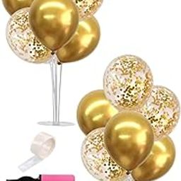 Toys Treasure We Deliver Smiles Balloons Centerpiece Stand Kit 4 Sets with Golden Balloons, Flower Clips, Air Pump for Tables Birthday/Anniversary Decorations (Gold, 2)-image-51