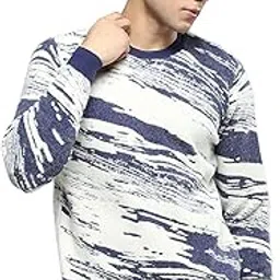 cloak & decker Mens Printed Navy Blue Round Neck Full Sleeves Pullover-picture-45