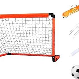 LOOM TREE® Soccer Goal for Kids Portable Soccer Goal Net Set for Game Playground Garden | 1 Foldable Soccer Goal 1 Storage Bag 4 Fixing Nails 1 Pump 1 Football-picture-14