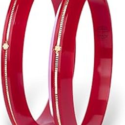 by Ashok Jewellers 22kt (916) Yellow Gold Pola Bangles/Gold Handmade Chudi/Wedding Chooda for Women with Purity Certificate (Set of 2pcs, 6mm Broad) - Red-image-18