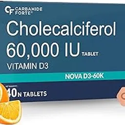 Carbamide Forte Vitamin D3 60000 IU Capsules | Vitamin D3 60k Supplement | Vitamin D 60000 iu Tablets | Cholecalciferol 60000 IU Vitamin D3 Supplement | vitamin d3 60000iu for men & women | Orange Flavour - 40 Tablets-0