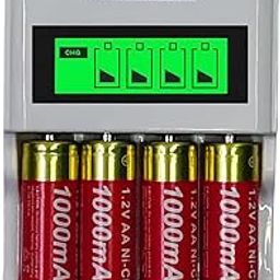 Simpex AA Rechargeable Battery Charger LCD Fast Charger with 1000mAh AA Ni-CD Rechargeable Camera Battery Charger (White, Red)-26