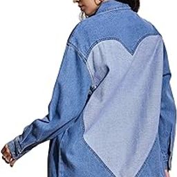 Blue Washed Denim Back Heart Patch Shacket-image-8