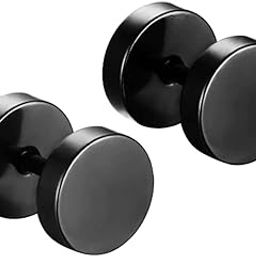 Biker Friendship Gift Mens Metal Valentine Multi Hoop Bali earrings Dumble Piercing Surgical Stainless Steel Dumble Brown Wood Stud Earring For Men And Women-image-73