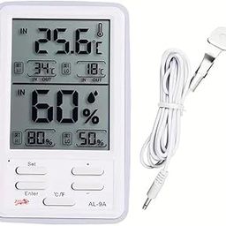 Jenibri 1Pack, Termometro Digitale LCD Indoor Outdoor with USB Cable, New Thermometer Humidity Monitor Hygrometer with Clock - External Sensor Meter Measurement Tool Clock for Home, Office.-image-73