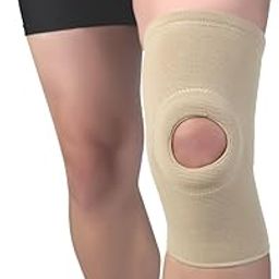 Flamingo Gel Open Patella Knee Cap | Knee Support Brace for Arthritis, Pain Relief, Sports | Knee Cap for Men and Women (Pair) | Beige | Large-37