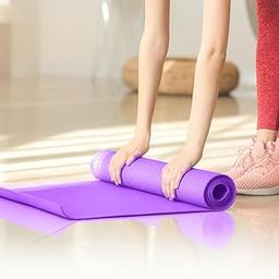 FitAvatar Yoga Mat with Strap for Men and Women | 6ft by 2ft | Material - EVA | Anti-skid, Eco-friendly, Non-toxic, Both Side Beautiful Patterns (4mm, Purple)-image-46