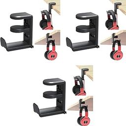 ZORBES® PC Gaming Headset Headphone Hook Holder Hanger Mount Stand with Adjustable Rotating Arm Clamp Under Desk Design Universal Built in Cable Clip Organizer 3 PCS-picture-24