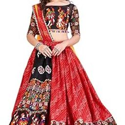 Red Mono Silk Lehenga Choli with Nazneen Dupatta – Embroidered Chaniya Choli for Garba-image-92