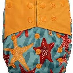 LuvLap Reusable Baby Cloth Diaper, Double Leak Guard, High Absorption, Quick Dry, Stain-Proof Comfort & Protection, 3m+, Adjustable Waist & Height with snap Buttons, Absorbent Insert, Blue Stars-31