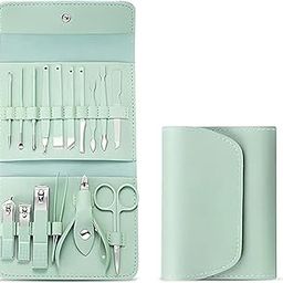 PAX PARROT 16-Piece Manicure Set, Stainless Steel Nail Care Tools with Mint Green Case, Professional Grooming Kit for Hand, Foot Care,(Mint Green colour)-37