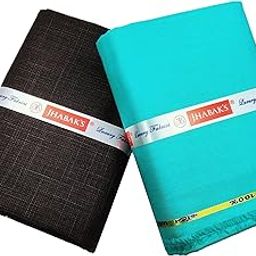 Unstitched Pure Cotton Solid Shirt & Trouser Fabric Set For Men 1.60m Shirt Cloth 1.30m Pant Piece (Turquoise Blue)-image-93