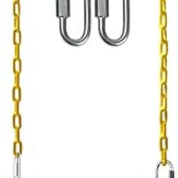 REZNOR Flexible Swing Seat Set for Kids/Adults Outdoor Park Garden Tree Backyard with 60” Plastic Coated Chain, Weight Support Upto 150kg, Yellow-image-33