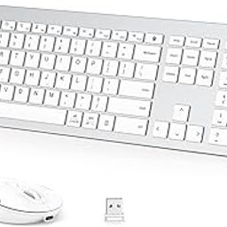iClever Wireless Keyboard and Mouse GK08 - Rechargeable, Ergonomic, Quiet, Full Size Design with Number Pad, 2.4G Stable Connection Slim Mac Keyboard and Mouse for Windows, Mac OS Computer, Silver-13