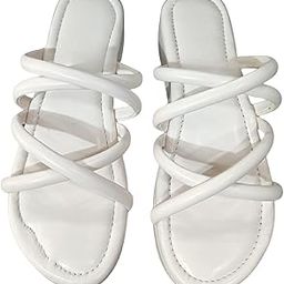 White Strappy Heels for Women – Stylish Slip-On Sandals with Criss Cross Straps | Comfortable Block Heel Footwear for Party, Office-image-93