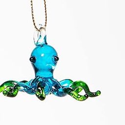 Blown Glass Window Hanging Octopus Suncatcher - Aqua Green 4" - Home and Office Decor-image-32