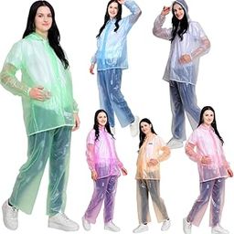 PVC Zipper Raincoat With Jacket | Transparent Hooded Cap and Pant With Pockets For Women Waterproof Rainsuit | Color-29