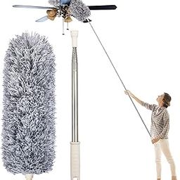 New 2025 Upgraded Long Handle Microfiber Feather Ceiling Duster Bendable & Extendable Fan Duster with 100 inches Extension Pole Handle Washable Duster for Cleaning High Cobweb Stick high Ceiling Fan-image-40