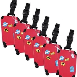 Birthday Popper 6 Pcs Trolley Bag Theme Pink Luggage Tags as Birthday Return Gifts for Boys Fun Colorful Tags for Kids School Bags with Name Label-picture-44