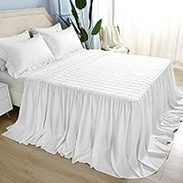 White Ruffles Skirt Bedspread Quilted Elegant Bed Spreads Queen Size Lightweight 1 Piece-image-34