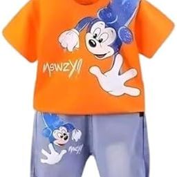 Krishn Creations Kids Dress for Boys | Kids Dress for Boys | Printed Tshirt and Denim Shorts with Round Neck and Half Sleeves-image-81