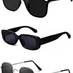 Unisex combo offer pack of 5 shades Unisex Fashion Sunglasses Set, 5 Pairs, Metal Frame, Black and Silver - Combo5-3933-image-49