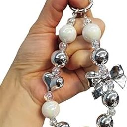 CLEGERZ Phone Charm Lanyard Wrist Strap Cute Flower Charms Anti-Lost Chain Accessories, Keychain Mobile Chain Beads Charm Hanging Sweet Gifts for Women Girls-14