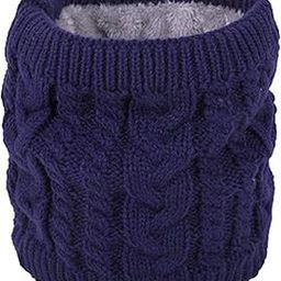 Unisex Double-Layer Soft Fleece Lined Thick Knit Neck Warmer Circle Scarf Windproof_Blue-image-8