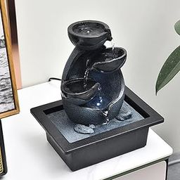 CALANDIS Water Fountain Fortune Feng Shui Waterfall Bedroom Ornaments Arts A | Indoor Fountains-image-7