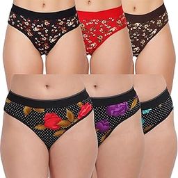 Women Floral Printed Hipster Soft Cotton Panty Multicolor (Pack of 6)-image-59