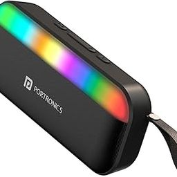 Portronics Plugs 3 15W Portable Bluetooth Speaker with Inbuilt Mic, Dynamic RGB Lights, Bluetooth 5.3V, USB Drive Port, SD Card Port, IPX5 Water Resistant, Integrated Controls, Type C Charging(Black)-0