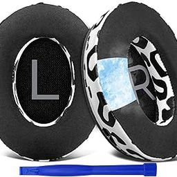SOULWIT Cooling Gel Ear Pads Cushions Replacement for Bose QuietComfort 45 (QC45)/QuietComfort SE (QC SE)/New Quiet Comfort Wireless Over-Ear Headphones, Earpads with Ice Silk Fabric - Snow Leopard-25