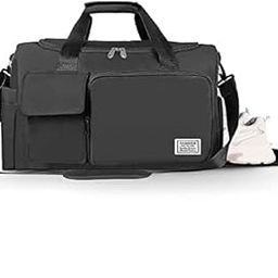 Nylon 44 cms Imported Travel Duffle Bag Sports Gym Shoulder Bag for Women with Wet Pocket & Shoe Compartment Weekender Overnight Travel Luggage Bag (44 x 18 x 29 cm) (Black)-image-15