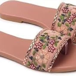 Women Ethnic Embroidered Flats Footwear for Women | Stylish Slippers For Party and Formal Wear | Flat Embroidered Sandal-image-21