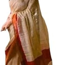 Women's Woven Handloom Cotton Jute Saree (Cream)-image-2