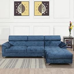 Avika 4 Seater Fabric LHS L Shape Sofa Set (Blue)-image-53