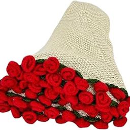 CALANDIS™ Hand Knitting Flower Bouquet Blanket Home Decoration Gift Beige | Blankets & Throws | Bedding-image-74