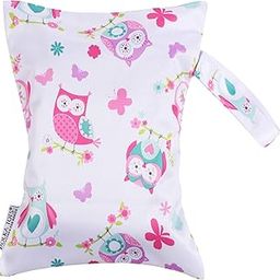 POLKA TOTS Waterproof & Reusable Wet Dry Baby Diaper Bag with Zipper for Travel, Beach, Pool, Dirty Gym Clothes, Wet Swimsuits, Toiletries 20 x 25 CM, Owl)-14