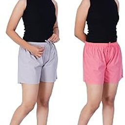 100% Pure Cotton Shorts for Women- Soft, Light, Breathable Lounge/Outing/Summer/Vacation, Regularfit Solid Multicolor - Casual and Comfort Bottomwear-image-101