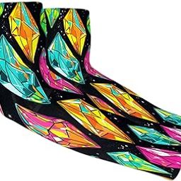 Colored Diamond Patterns Men's and Women's Sunscreen Sleeves Geometric Patterned Prints Compression Arm Sleeves - UV, Tattoo Coverage-image-9