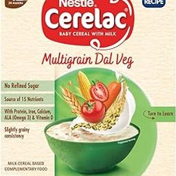 CERELAC Baby Food Cereal | No Refined Sugar | Multigrain Dal Veg for 12 to 24 Months Baby | Omega 3 Iron Protein Calcium Vitamin D for Babies | Instant Baby Food Cereal | 300g-88