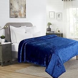 Dream Living Premium Flannel Double Bed Winter Blanket | Winter bedsheet AC Blanket | Soft Lightweight Cozy Soft for Bed, Sofa, Couch, Travel & Camping| 220x230 cm - Blue-image-25