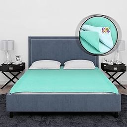 BeyBee Waterproof Quick Dry Sheet for Baby| Bed Pad Extra Absorbent Washable Matress Protector| Baby Bed Protector Sheet for Toddler Children, and Adult Double Bed Size, 200x260cm, Sea Green-picture-27
